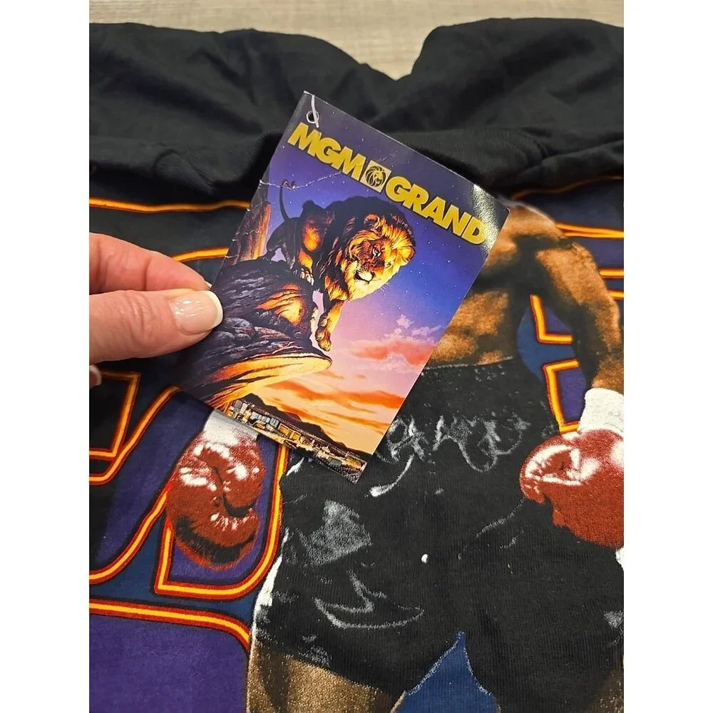 Deadstock 90s mike tyson mathis boxing t-shirt 1995 MGM Single Stitch Black 3XL - Picture 3 of 9
